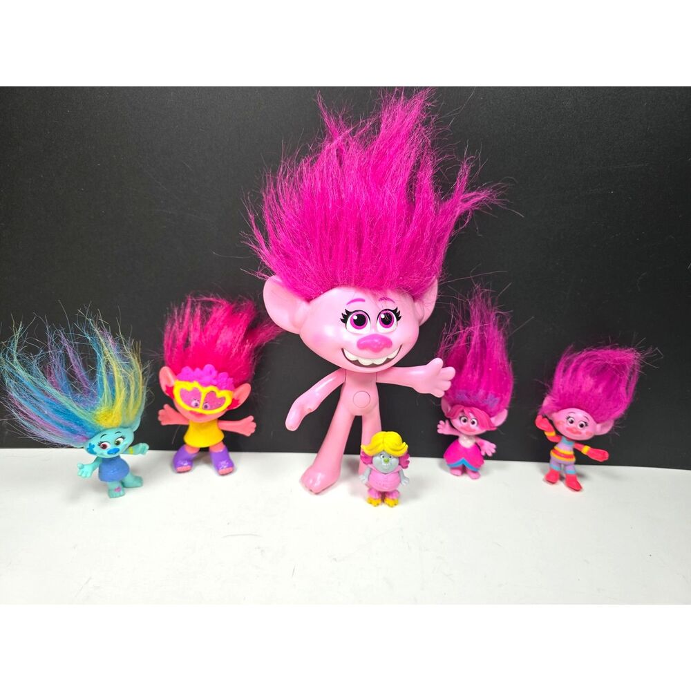 DreamWorks Trolls Figures Lot 6 Poppy Bridget Lady Glittersparkles Mini Dolls